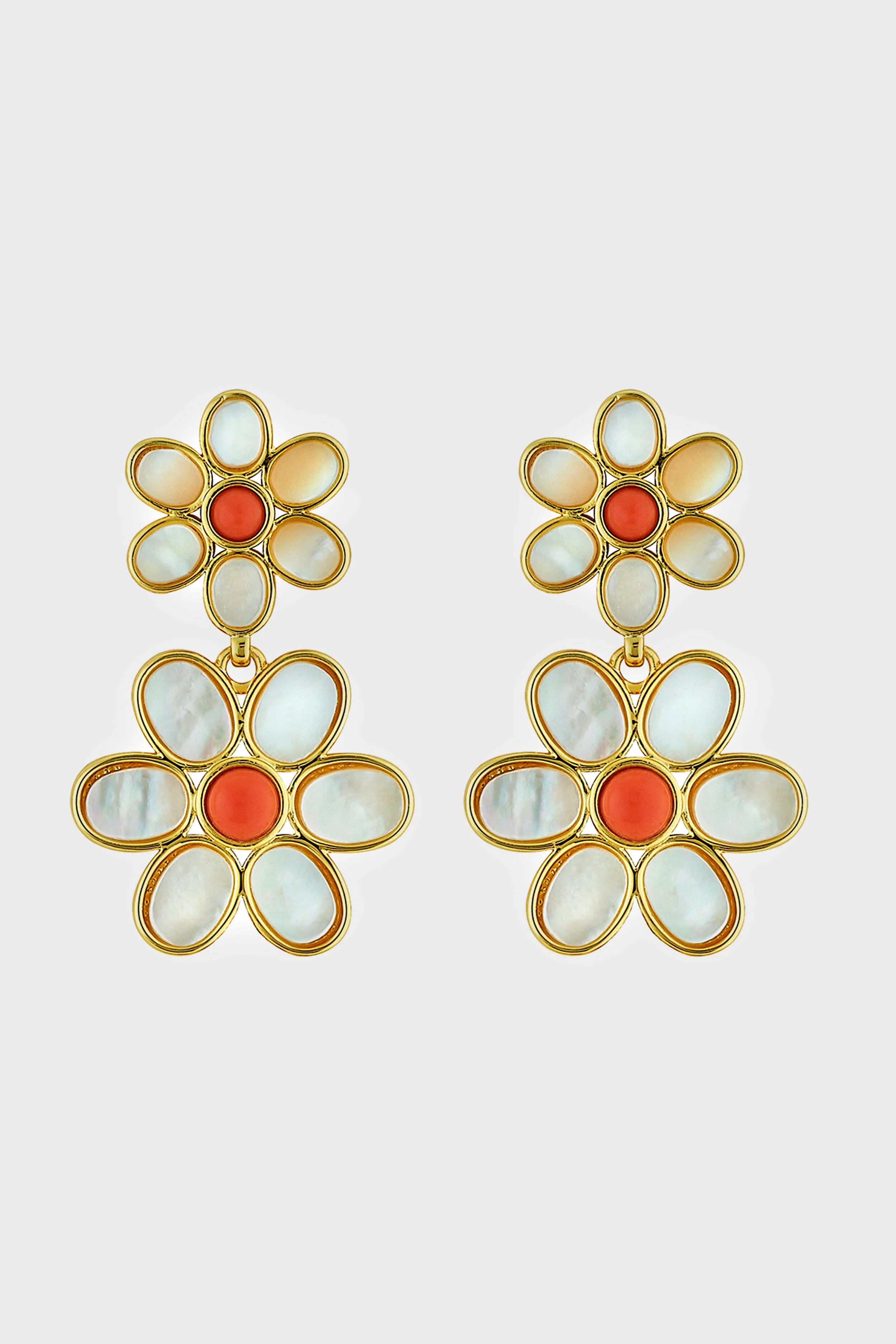 Coral Daisy Double Earrings | Tuckernuck (US)