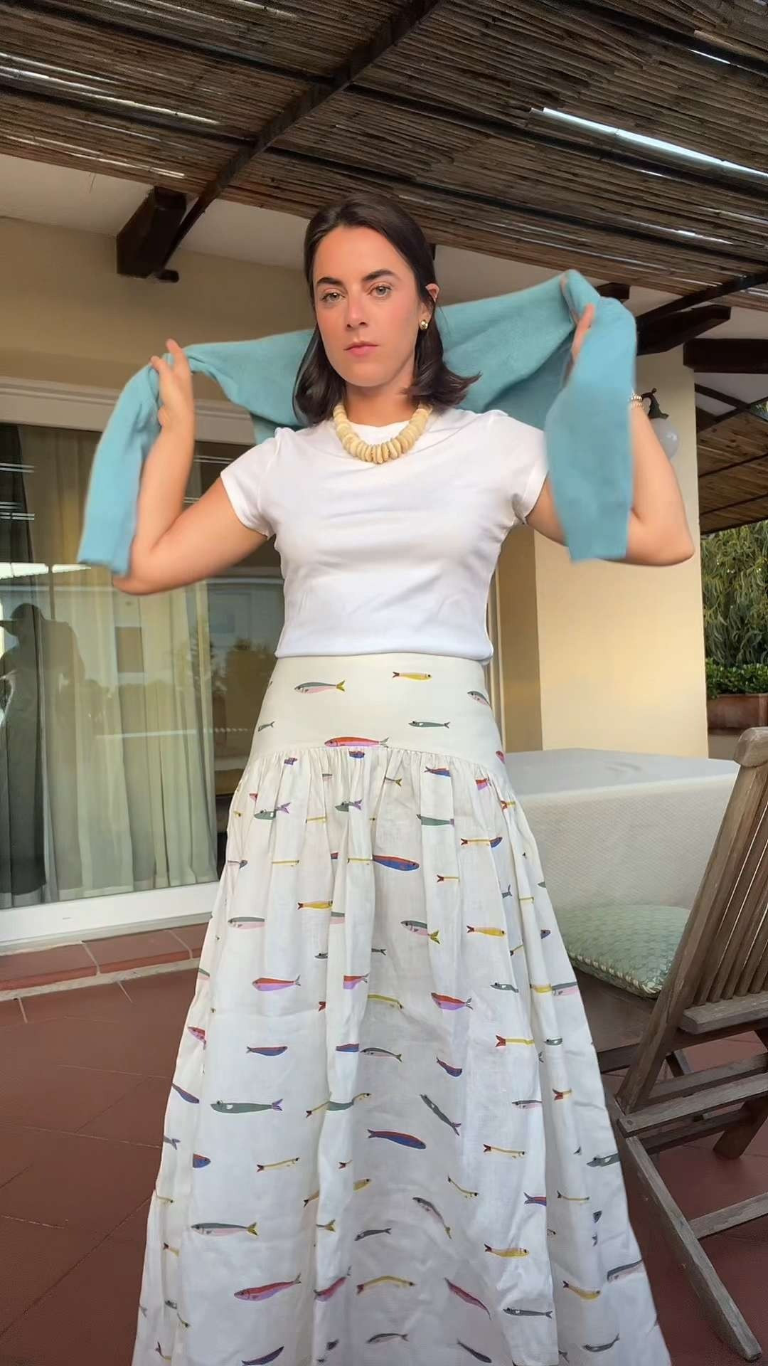 In the land of sardines, the skirt only felt fitting 🐟 also these Tuckernuck cashmere cardigans are perfect I need them in every color @STAUD @UNIQLO USA @Tuckernuck 

 #outfitinspo #staud #whatiwore #LTKStyleTip #LTKTravel