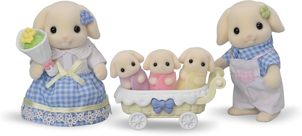 Calico Critters Flora Rabbit Family - Set of 5 Collectible Doll Figures for Children Ages 3+ | Amazon (US)
