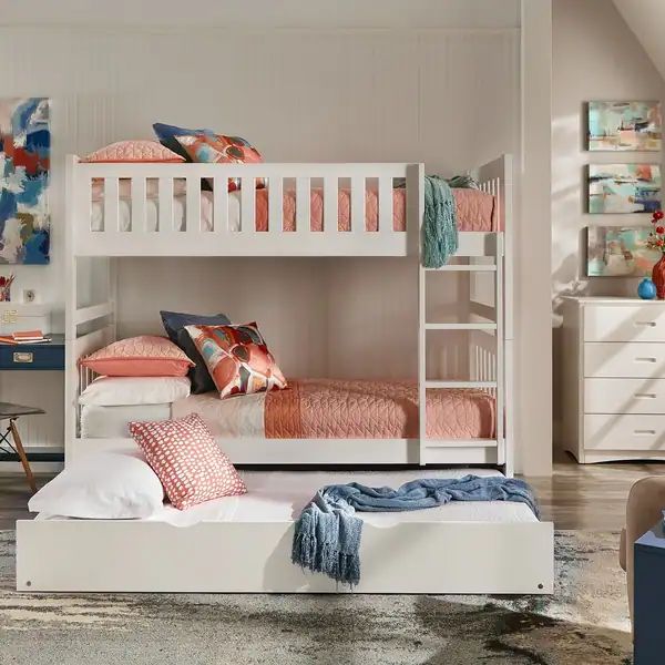 Hunter Twin over Twin White Wood Bunk Bed by iNSPIRE Q Junior | Bed Bath & Beyond