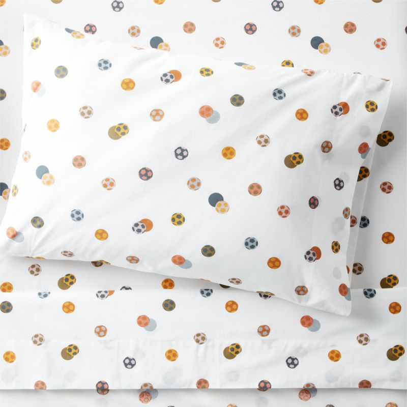 Stay Cool Modern Soccer Organic Cotton Kids Twin Sheet Set + Reviews | Crate & Kids | Crate & Barrel