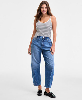On 34th Women's Cropped High-Rise Barrel-Leg Jeans, Macy's Exclusive  - Macy's | Macy's