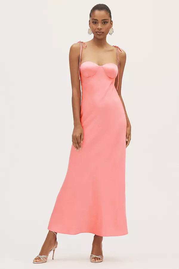 BHLDN Calista Sweetheart Shell Satin Charmeuse Maxi Slip Gown | Anthropologie (US)