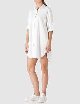Women's Casual Cuffed Long Sleeve Button Down Shirt Dress Plus Size V Neck Tunic Blouses Tops wit... | Amazon (US)