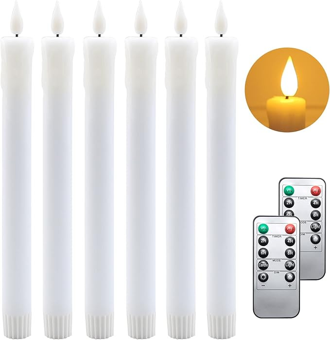 Fo32won White Flameless Taper Candles Battery Operated with Timer and Remote, Pack of 6 Dripless ... | Amazon (US)