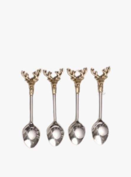 Mixed Metal Reindeer Spoons Set of 4, 5 Inch Stainless Steel Dessert and Coffee Spoons with Gold ... | Amazon (US)