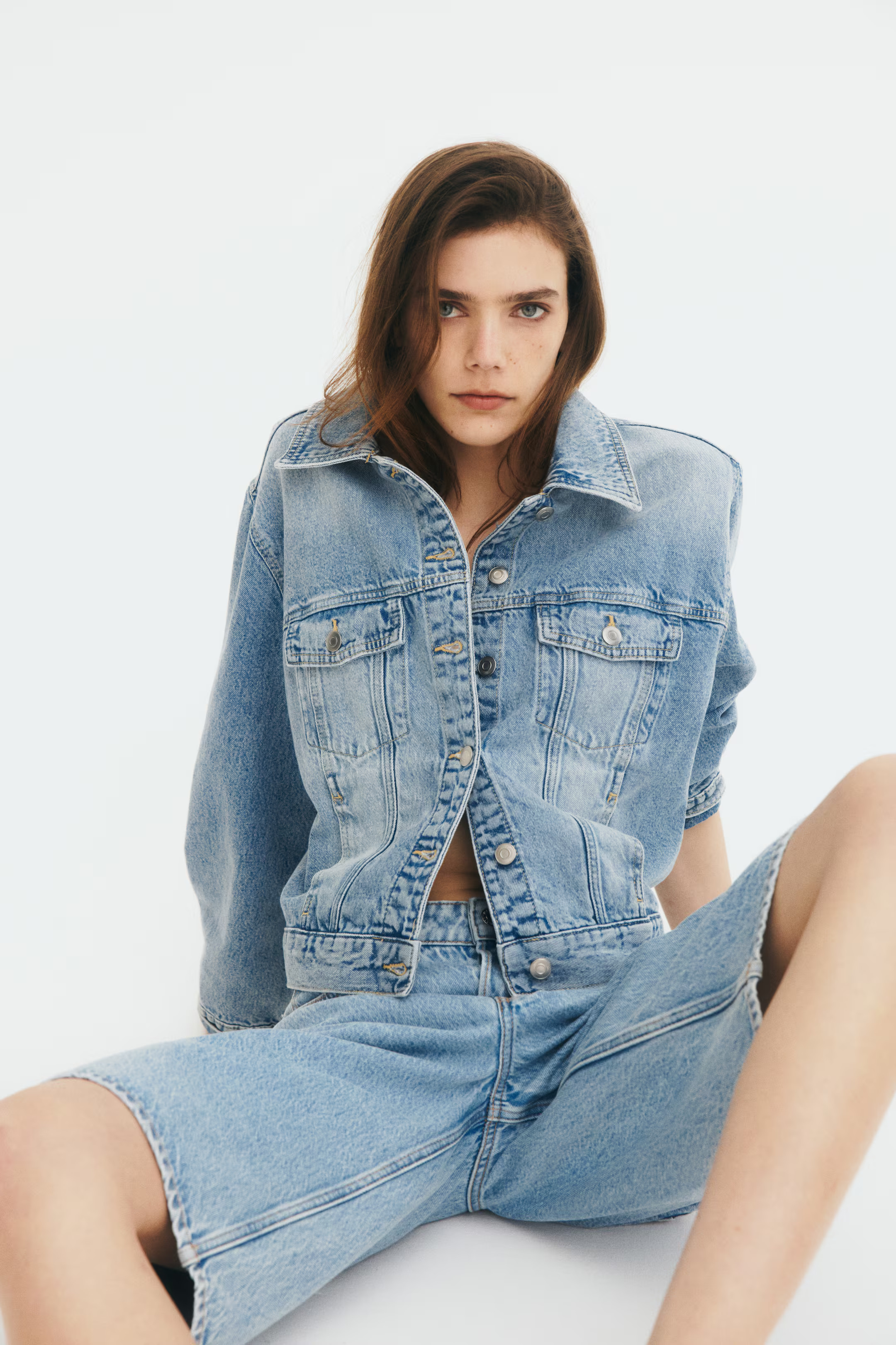 High-Waist Knee-Length Denim Shorts | H&M (US + CA)