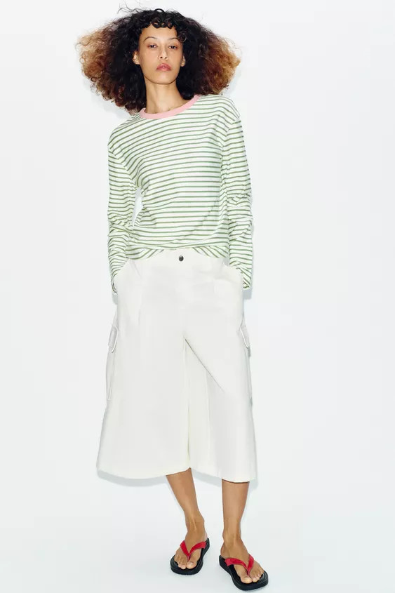 STRIPED LONG SLEEVE T-SHIRT | Zara UK