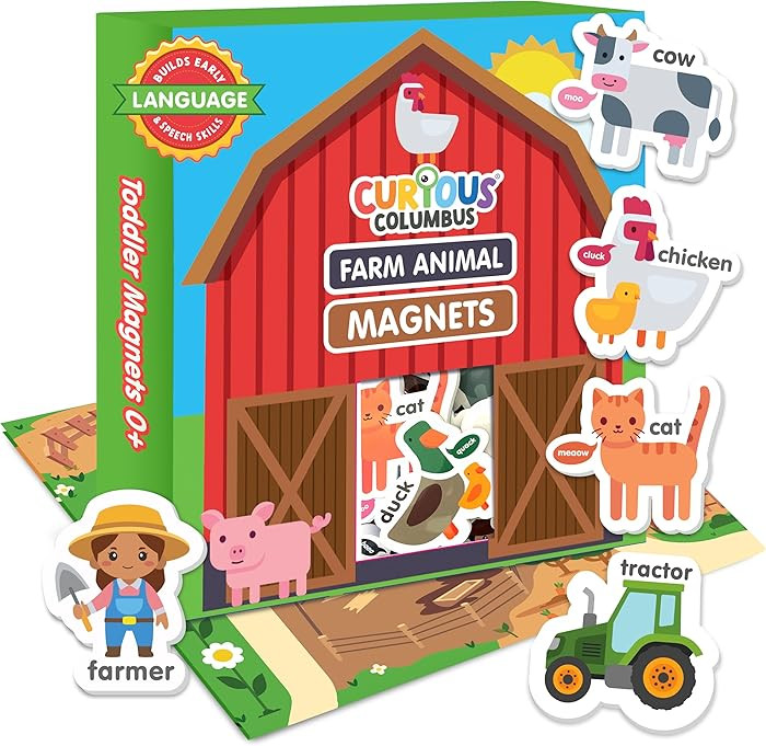 Curious Columbus Fridge Magnets for Toddlers 1-3 Year Olds | Farm Animal Refrigerator Magnets for... | Amazon (US)