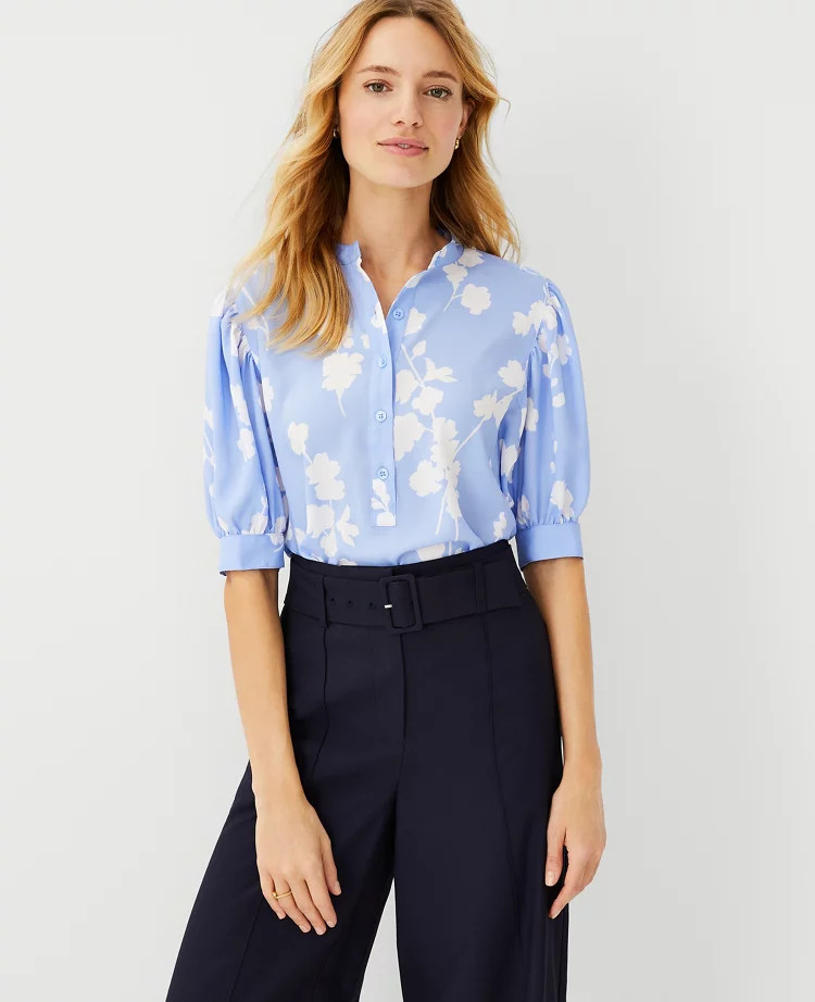 Floral Half Placket Top | Ann Taylor (US)