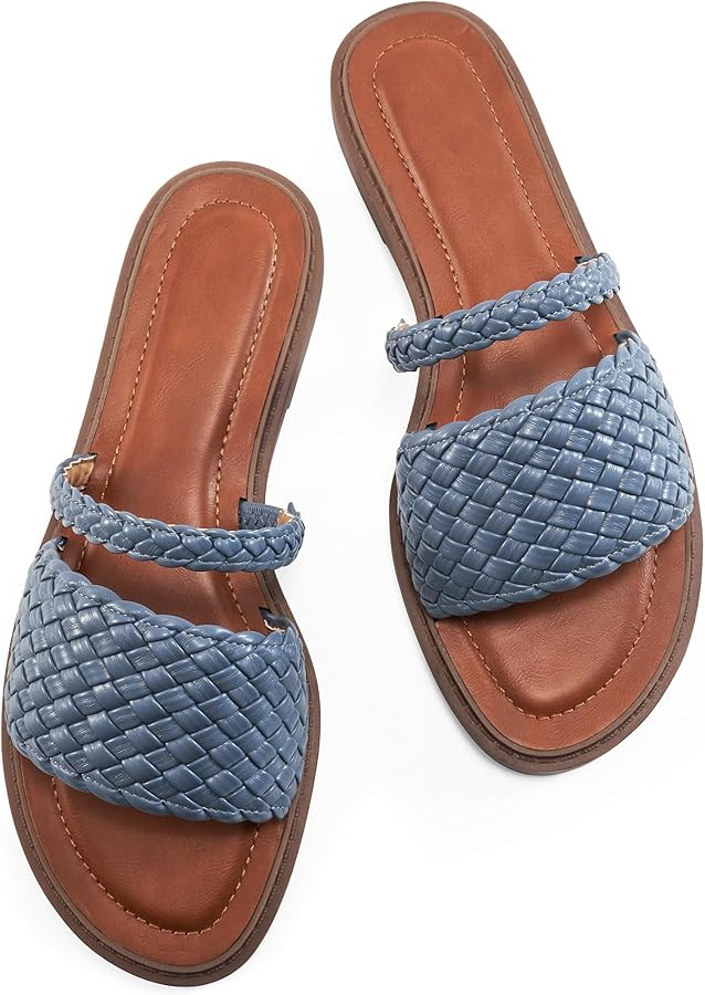 Slides for Women Comfort Sandals: Summer Dressy Beach Braided Sandal - Ladies Casual Walking Shoe... | Amazon (US)
