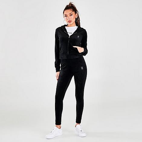 Juicy Couture Women's Juicy Sport Velour Leggings in Black/Black Liquorice Size X-Small Polyester/Sp | Finish Line (US)