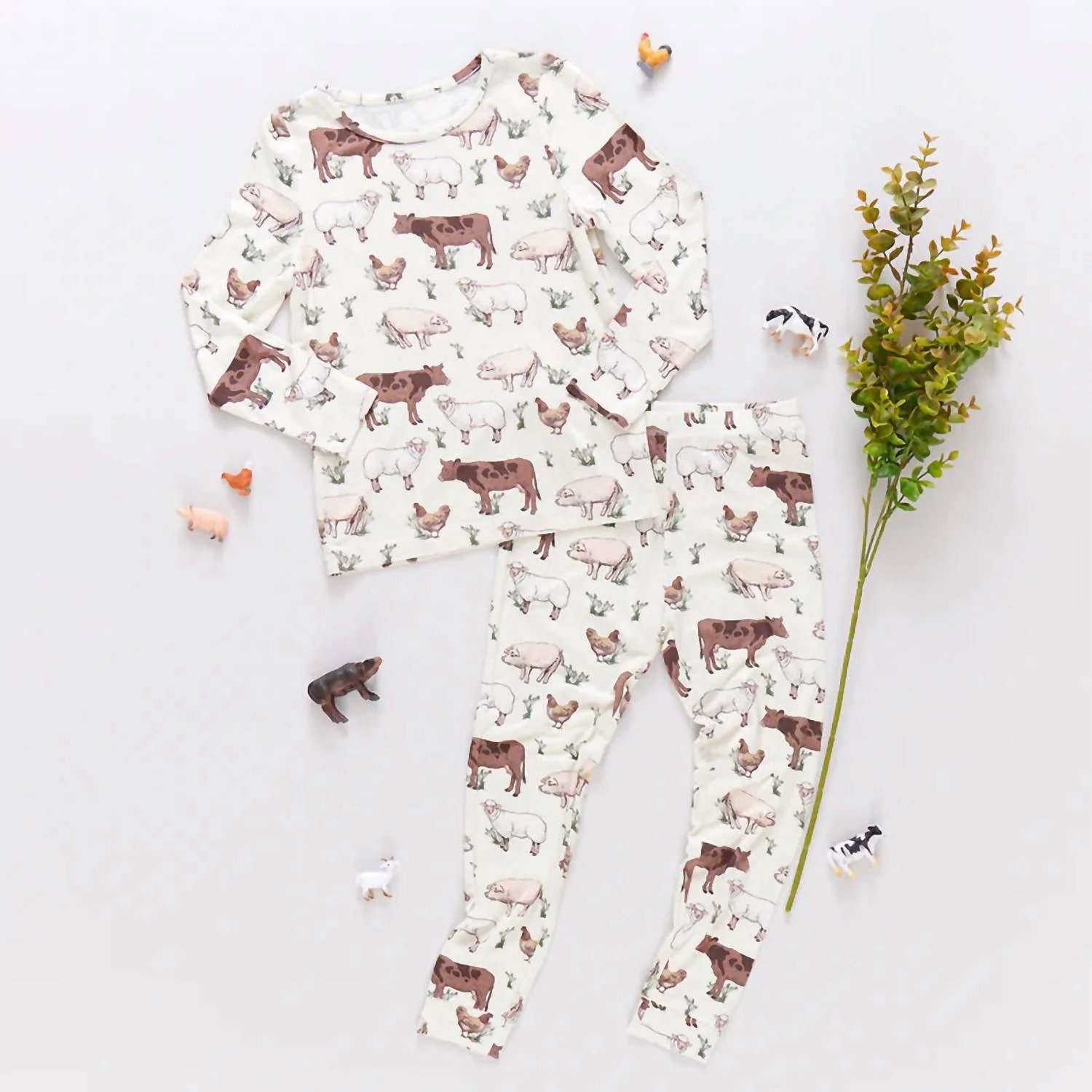 Kids Bamboo Pj Set In Farm Life | Shop Simon