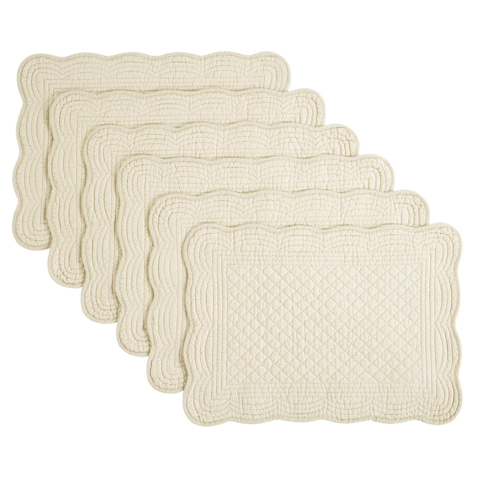 HOMBYS Quilted Placemats Set of 6 Washable-13x18 inches Rectangular Placemats for Kitchen Table-1... | Amazon (US)