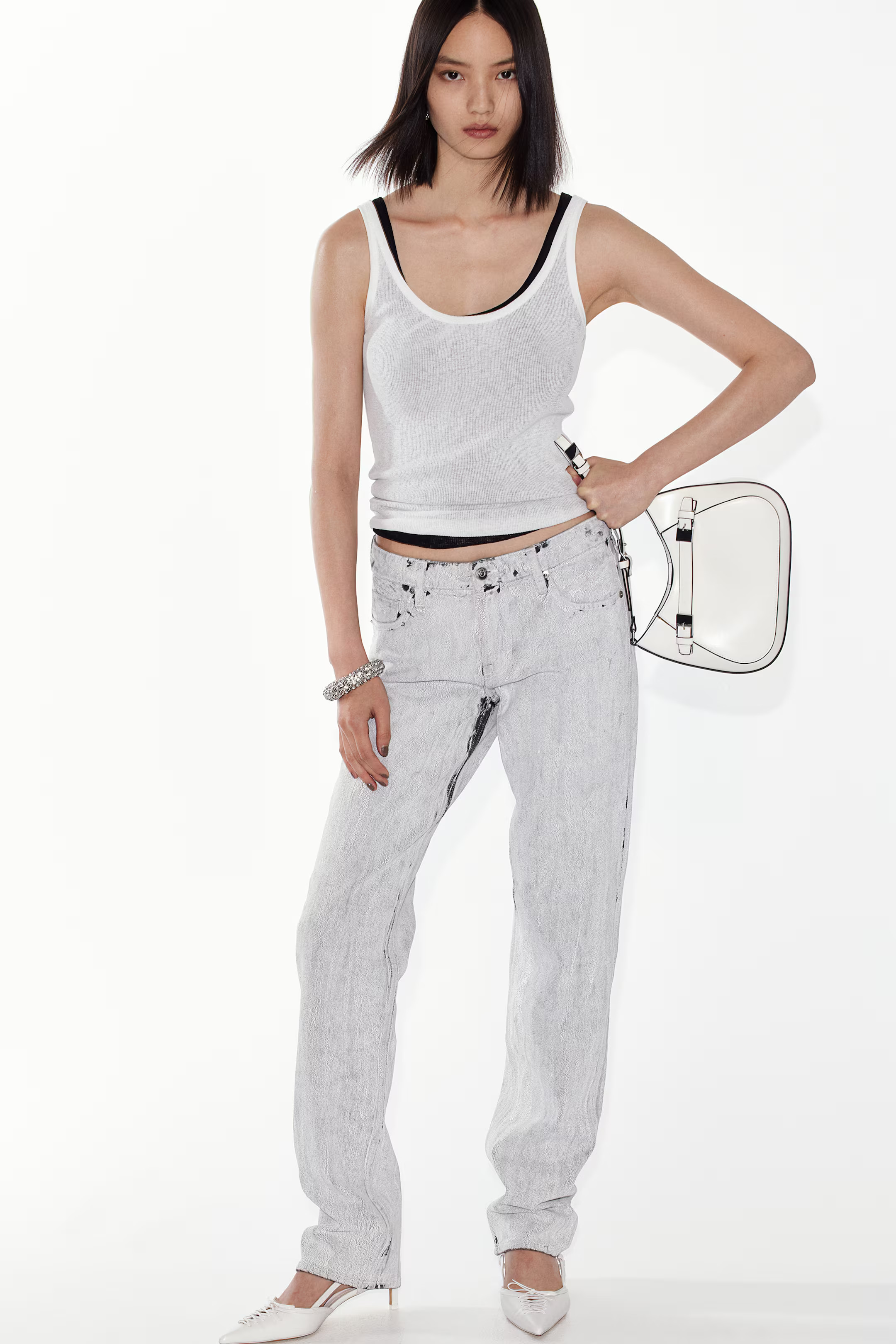 Crackled-Look Twill Pants | H&M (US + CA)
