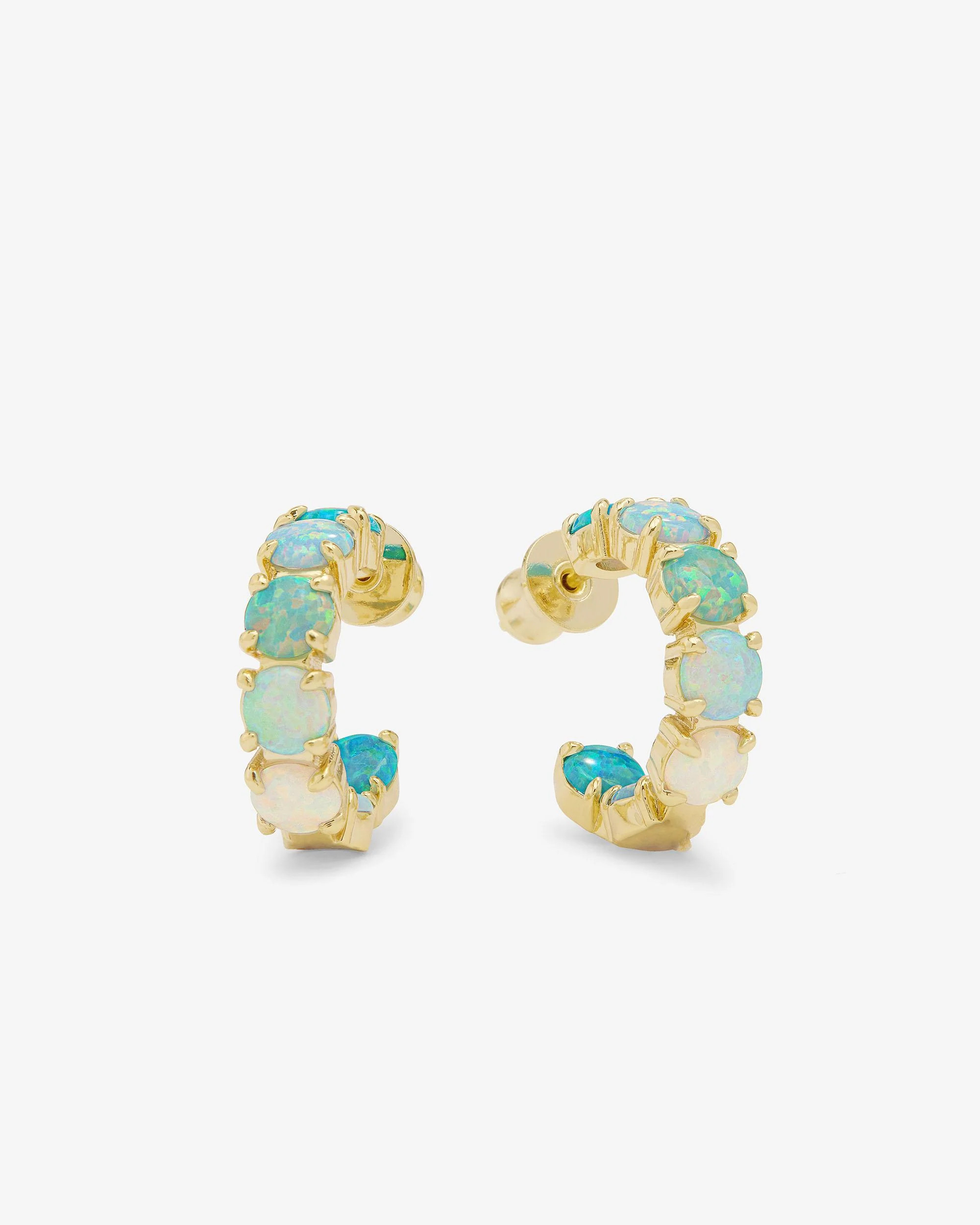 "Oh She Fancy" Ombré Hoops .75" - Gold|Blue Opal Ombré | Melinda Maria Jewelry