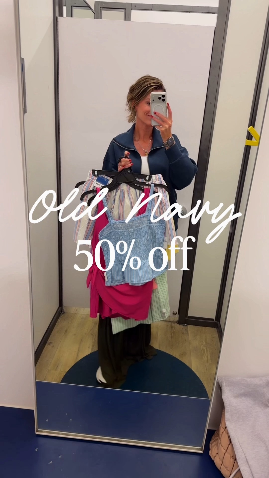 Old Navy 50% off!!!! 
Swim dress/ medium
Shorts/ 8 
Peplum tank / medium (runs small)
Tee/ small 
Green dress/ small 
One shoulder / small 
Striped shorts / medium (would prefer small)
Jacket/ small 
Skort/ medium

#LTKSeasonal #LTKOver40 #LTKActive