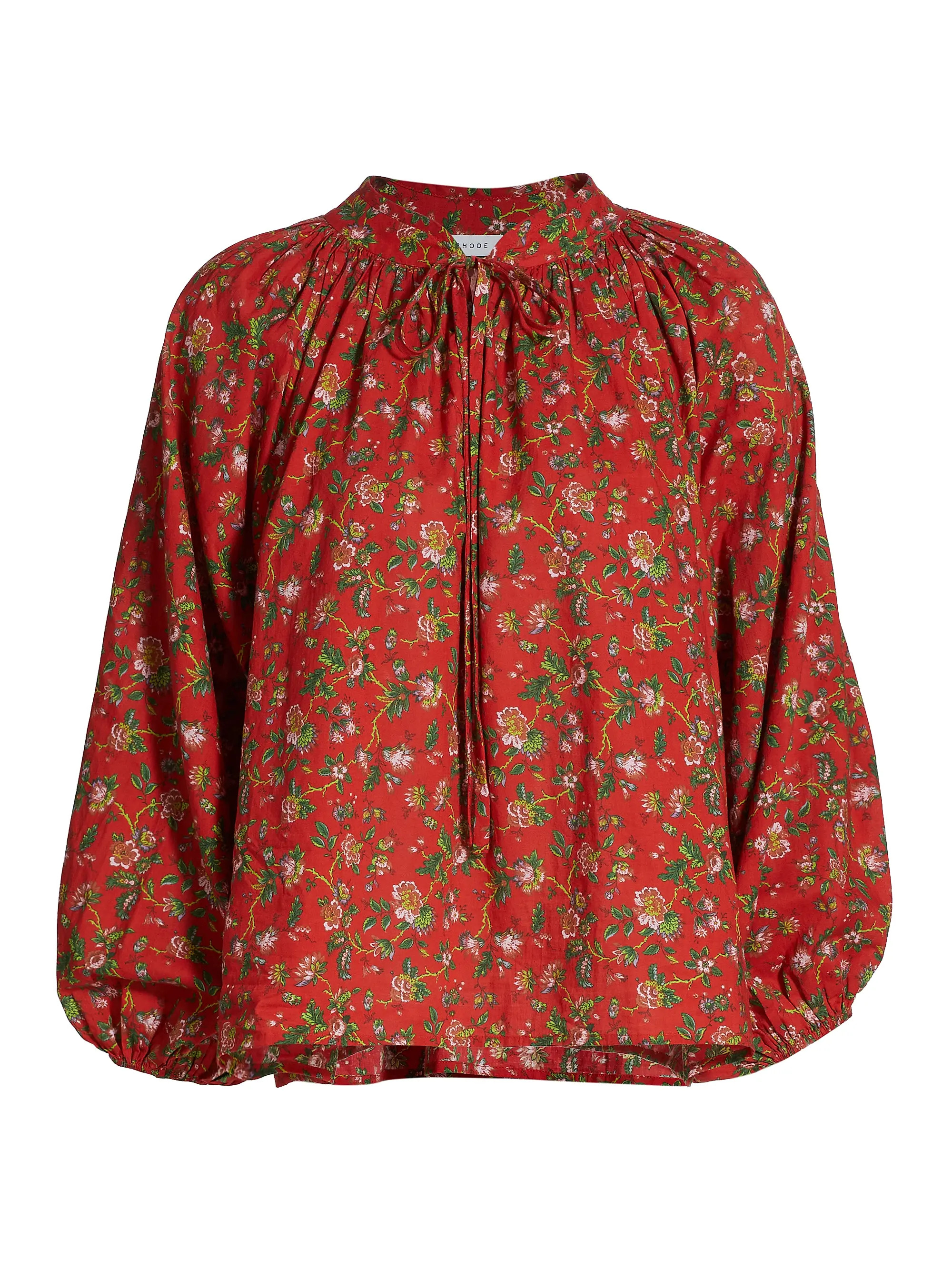 RhodeRafael Floral Cotton Self-Tie Top | Saks Fifth Avenue