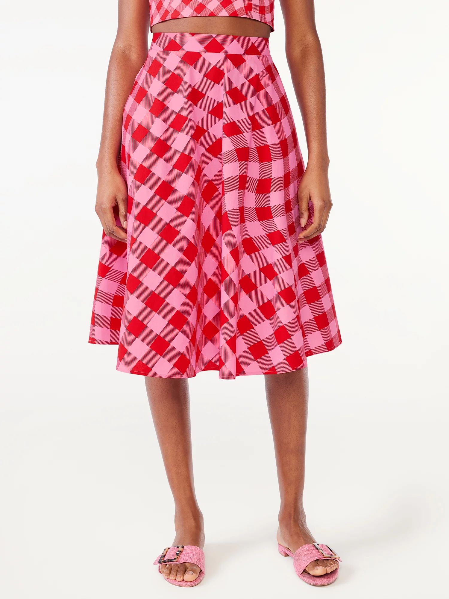 Scoop Women's High Waisted Poplin Midi Skirt, Sizes XS-XXL - Walmart.com | Walmart (US)