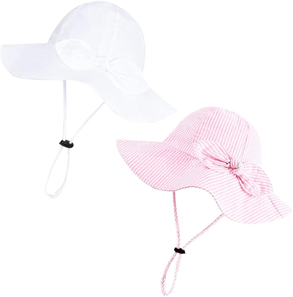 Baby Girl Sun Hat with UPF 50+ Outdoor Adjustable Beach Hat with Wide Brim Bucket Hats | Amazon (US)