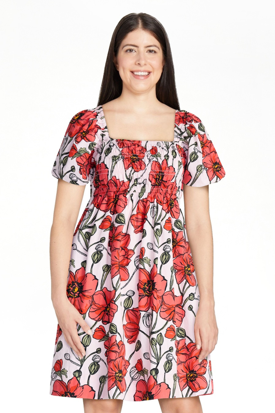 Free Assembly Women's and Women's Plus Puff Sleeve Peasant Mini Dress, Sizes XS to 4X | Walmart (US)