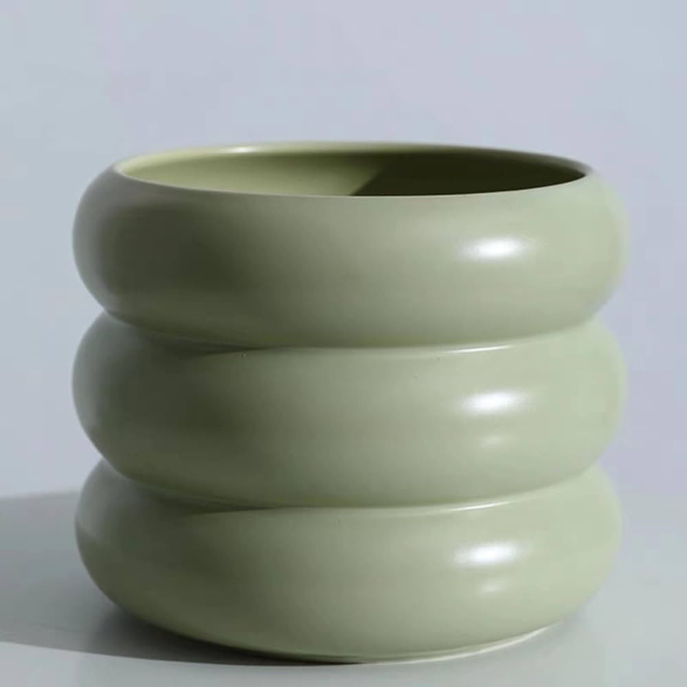 SANDYBAYTAS Ceramic Plant Pot Indoor, 6.5 Inch Flower Pot with Drainage Hole, Tiered Bubble Desig... | Amazon (US)