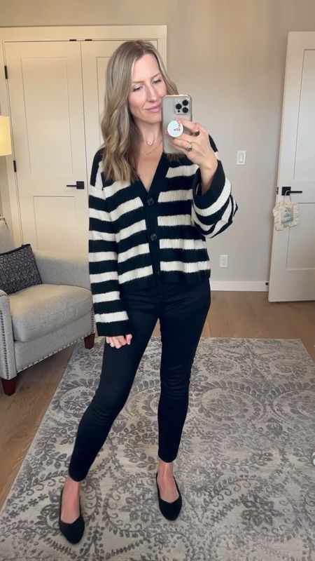 This striped cardigan is perfect for spring and looks great buttoned or unbuttoned! I’m wearing it here for a wear to work outfit and pairing it with black pants and pointed toe flats. #striped #stripes #cardigan #blaclpants

#LTKworkwear #LTKunder50 #LTKstyletip