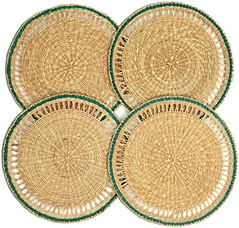 Round Seagrass Placemats Wicker Woven Placemat Set of 4, Dining Table Placemats for Dining Table,... | Amazon (US)