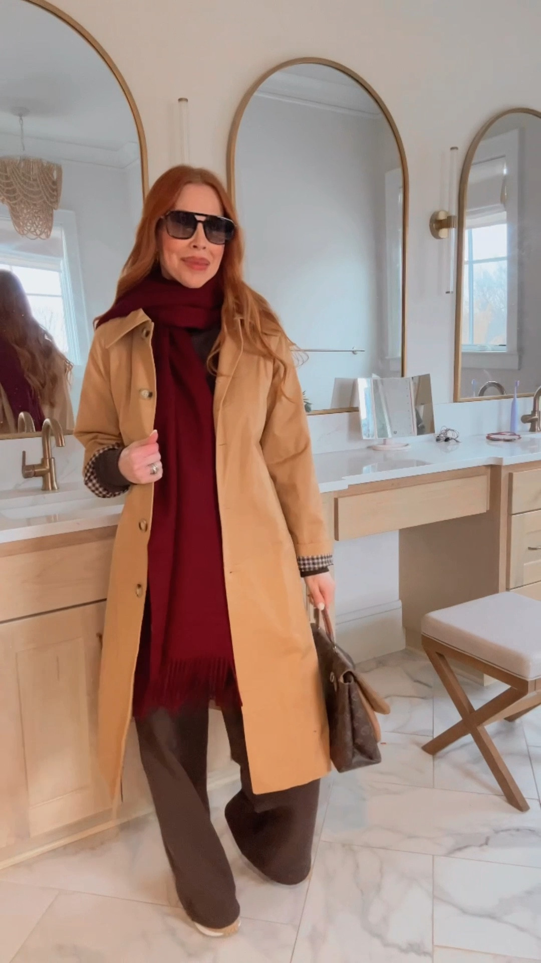 Matching set, Alo yoga, winter outfit, trench, cashmere scarf, quince, winter style 

#LTKOver40 #LTKActive #LTKootd