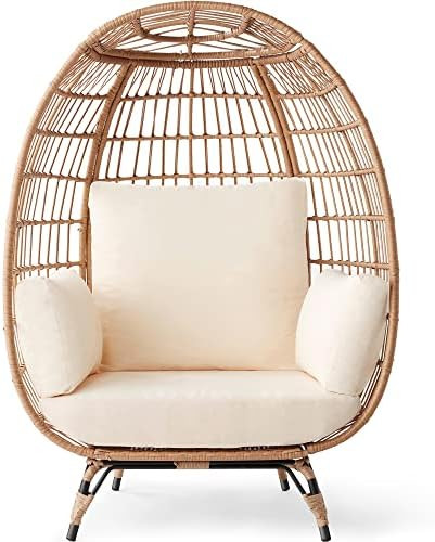 Best Choice Products Wicker Egg Chair, Oversized Indoor Outdoor Lounger for Patio, Backyard, Livi... | Amazon (US)