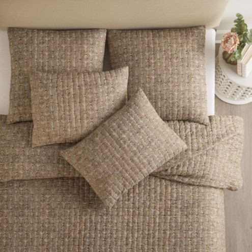 Rhye Block Print Floral & Stripe Quilt in Cotton | Ballard Designs, Inc.