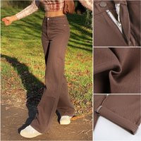 Brown Jeans, Aesthetic High Waisted Pants, Loose & Long Trousers, Vintage Wide Leg 2022 Fashion, Ret | Etsy (US)