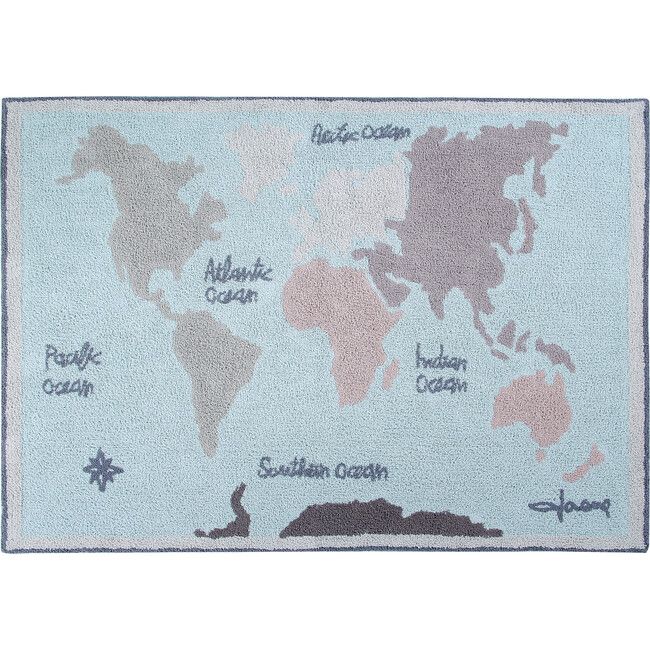 Lorena Canals | Vintage Map Washable Rug, Multi (Blue Multi) | Maisonette | Maisonette