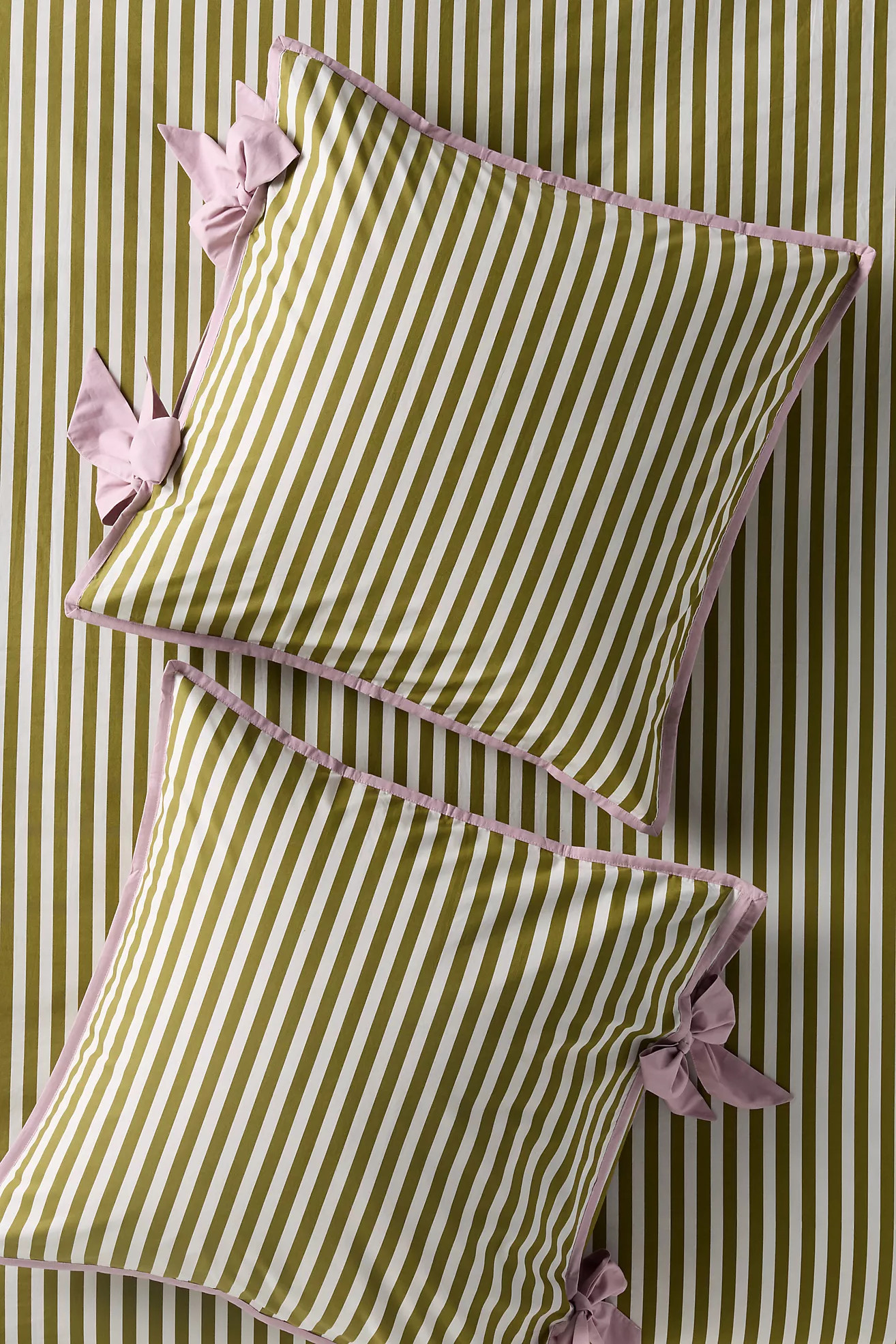 Maeve Brynne Cotton Percale Stripe Tie Printed Euro Sham | Anthropologie (US)