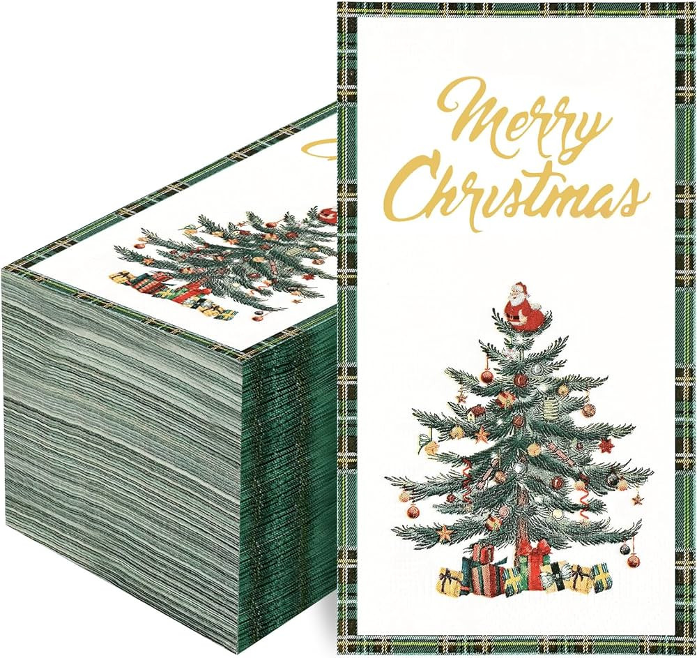 Homlouue 100 Pcs Christmas Napkins, 3 Ply Christmas Paper Napkins, Merry Chrismas Dinner Napkins ... | Amazon (US)