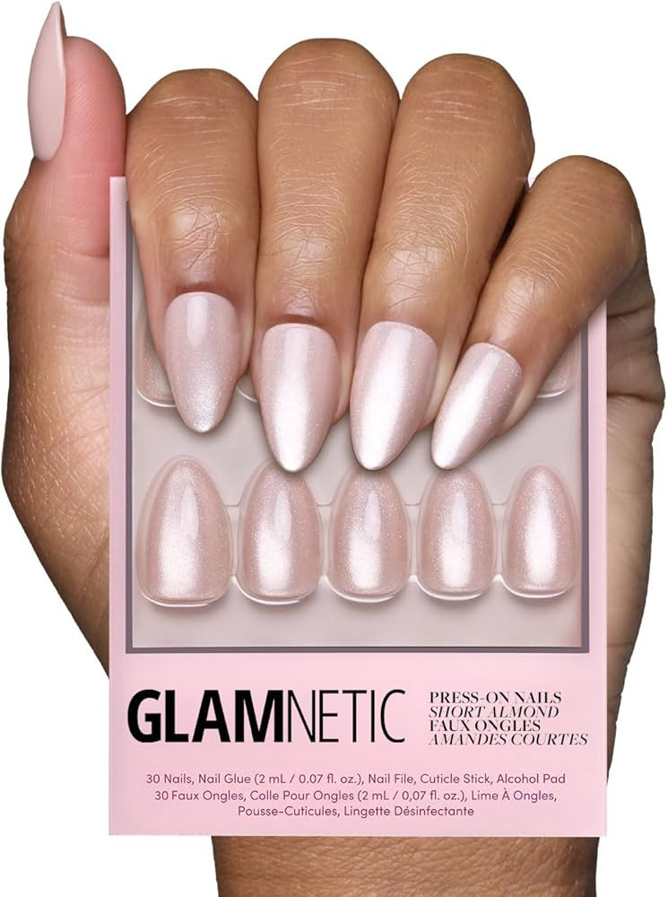 Glamnetic Press On Nails - The Vow | Short Almond Fake Nails, Nude with a Glossy, Velvet Finish, ... | Amazon (US)