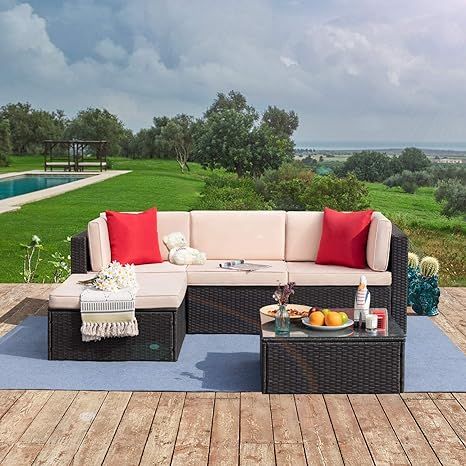 Tuoze 5 Pieces Patio Furniture Sectional Set Outdoor All-Weather PE Rattan Wicker Lawn Conversati... | Amazon (US)