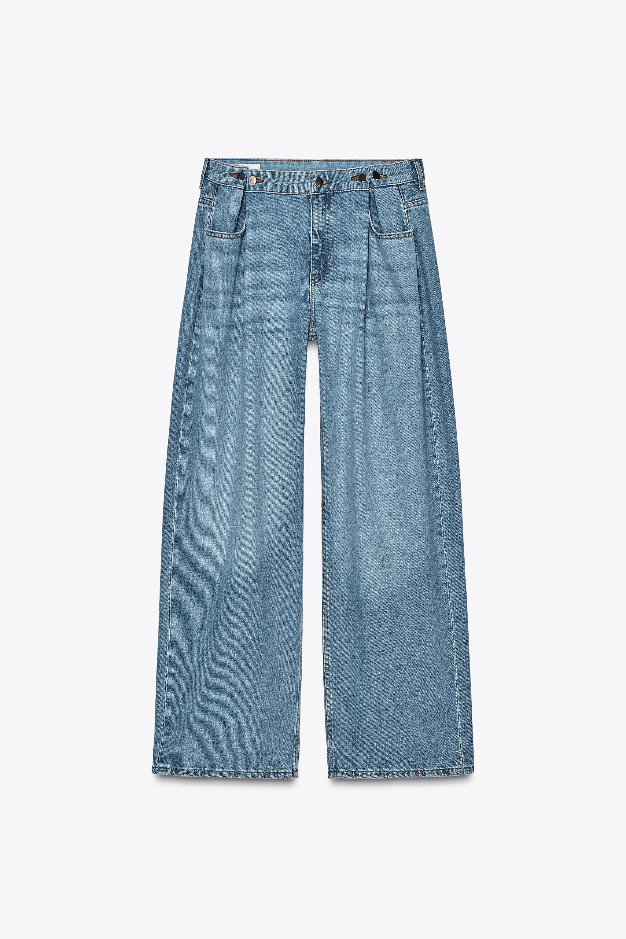 HIGH RISE - LOOSE WIDE LEGHigh-waisted jeans with adjustable waist and front buttons. Front pocke... | Zara US