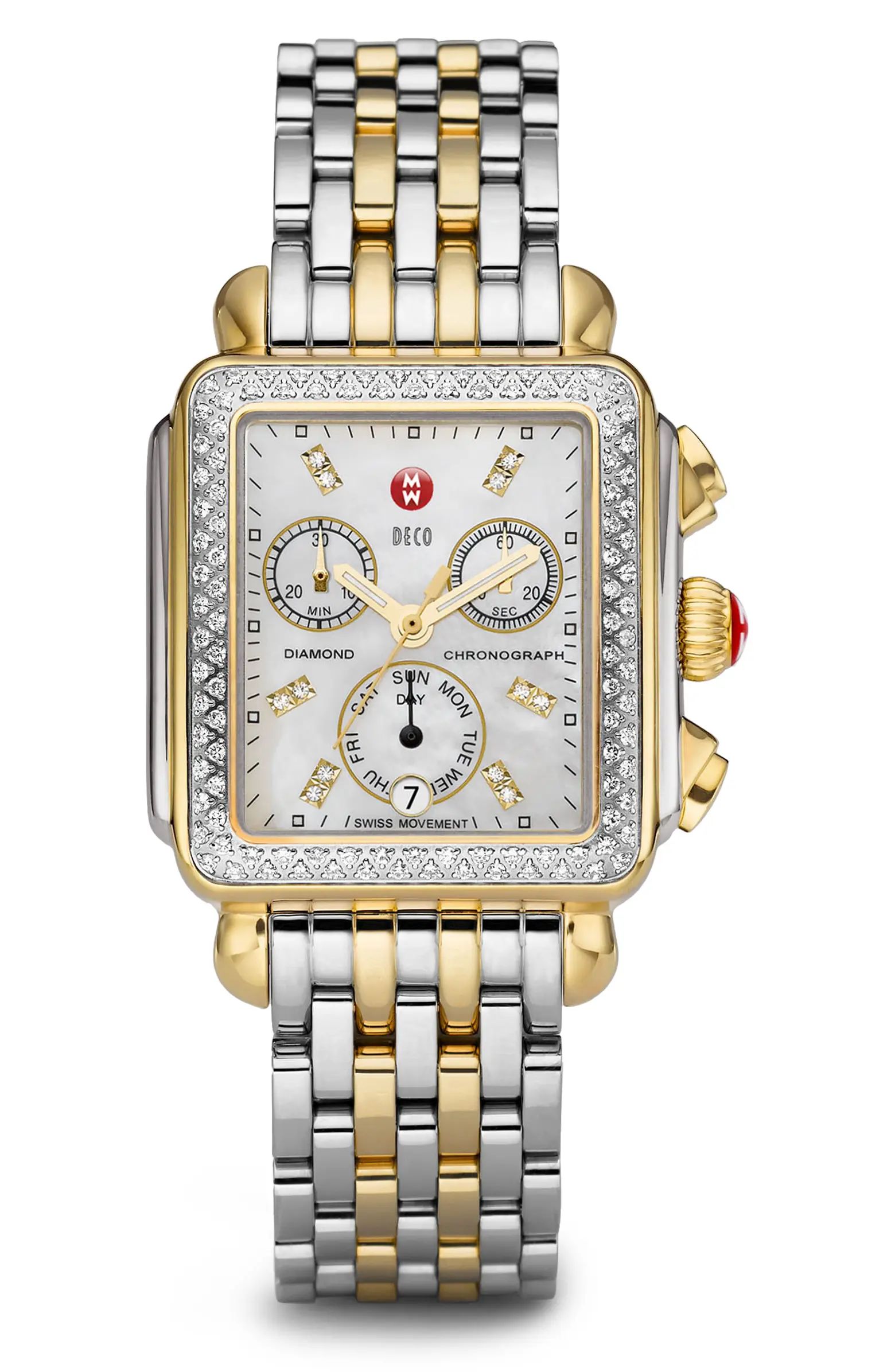 Deco Diamond Chronograph Watch Head & Bracelet, 33mm | Nordstrom