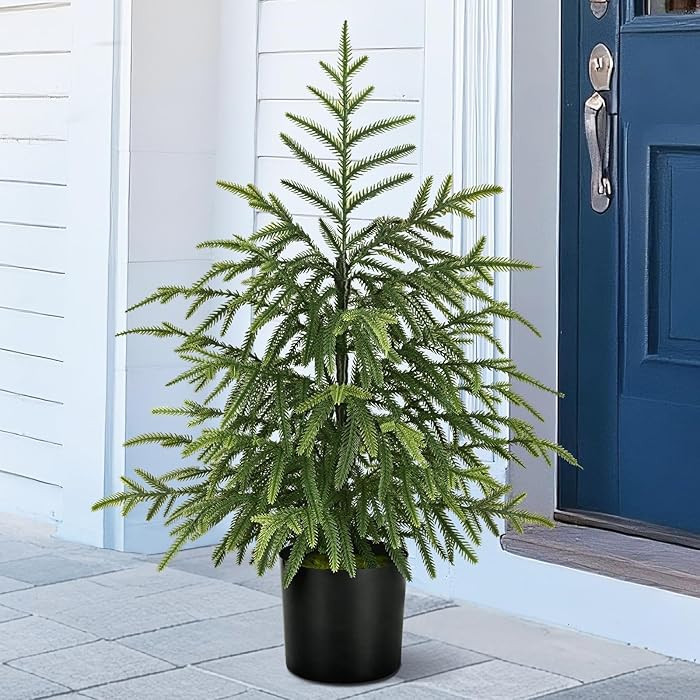 2Ft Artificial Norfolk Pine Tree with Pot, 24" Real Touch Small Christmas Tree, Table Top Christm... | Amazon (US)