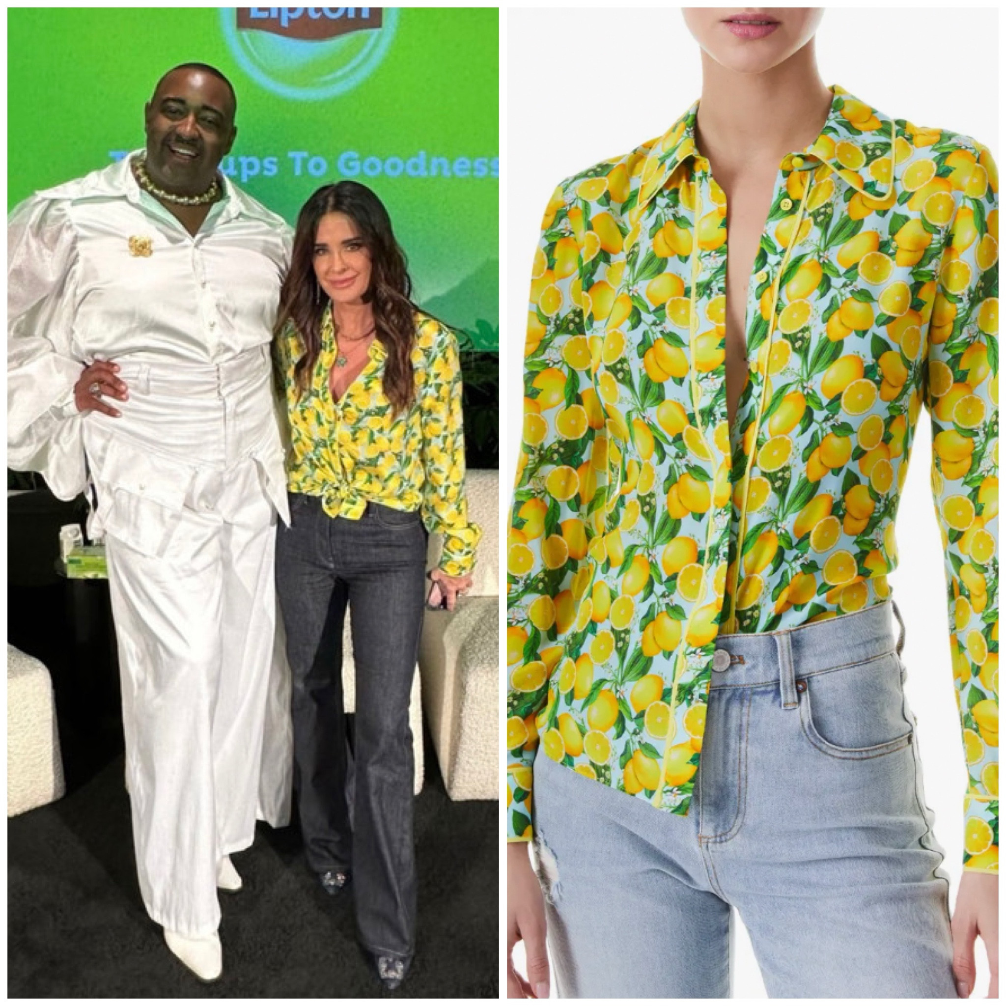 Kyle Richards’ Lemon Print Blouse 📸 = @kylerichards18