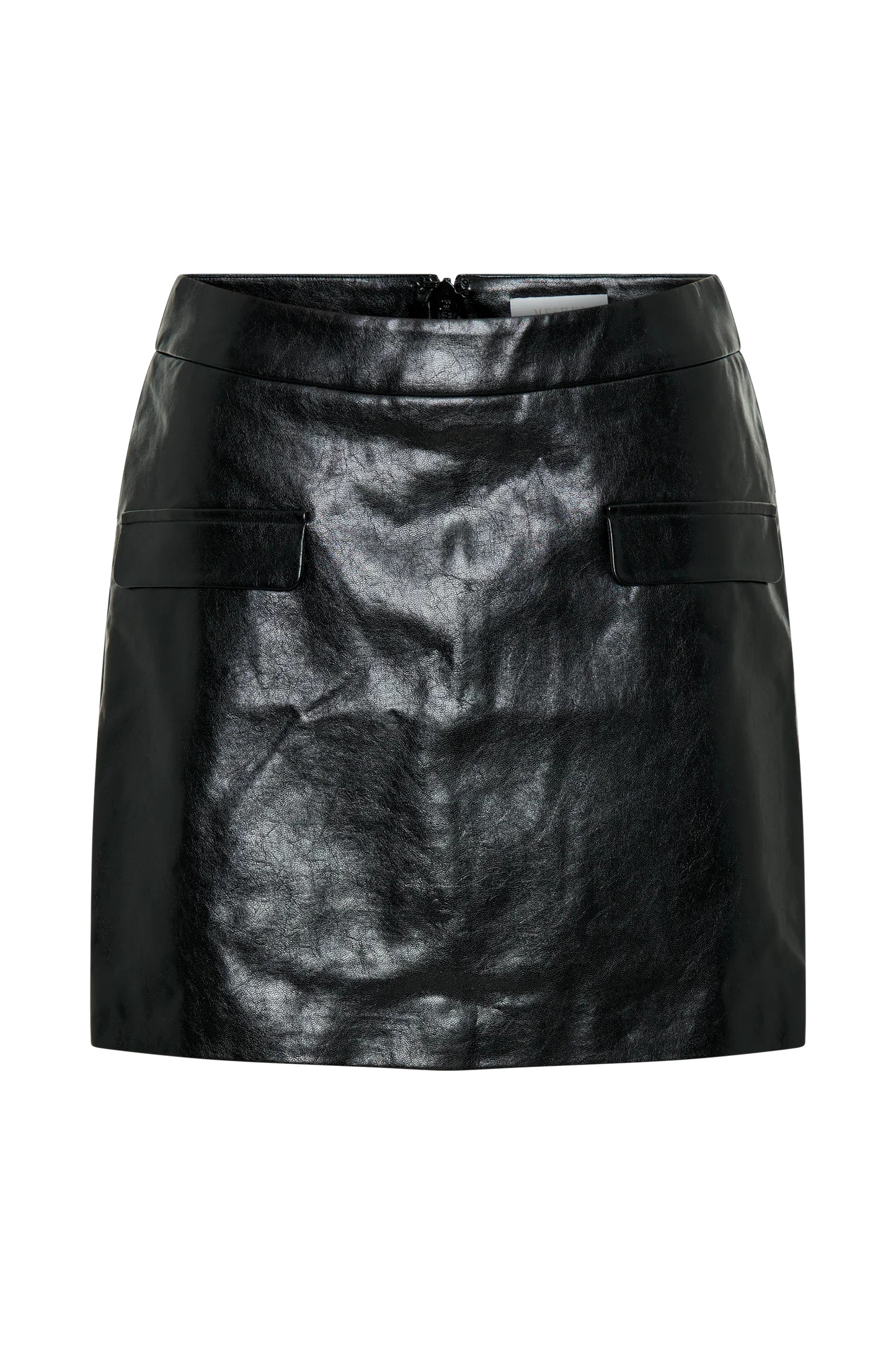 Coralia Faux Leather Bubble Mini Skirt - Black | MESHKI US
