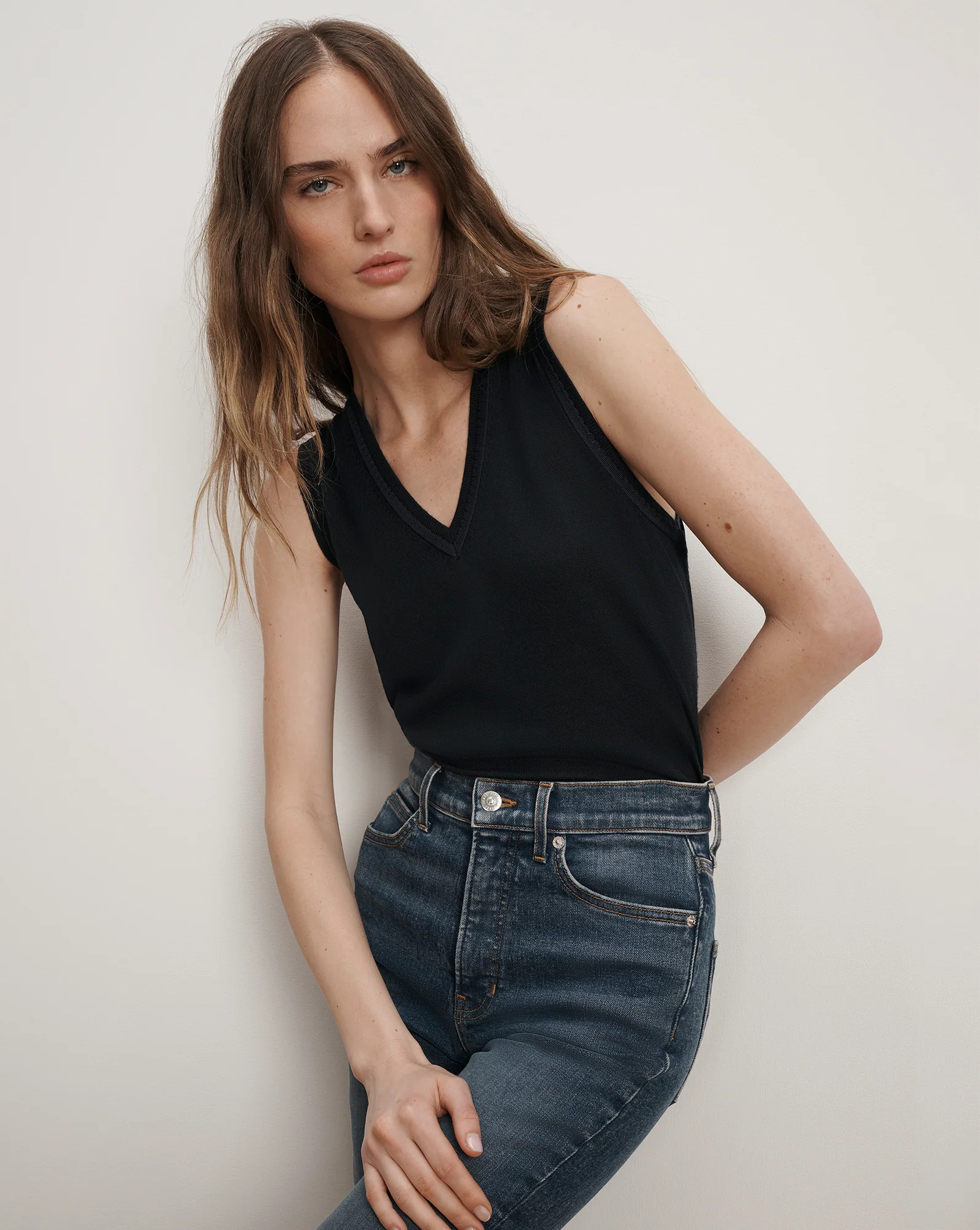 Milette Merino Wool Sweater Vest in Navy | Veronica Beard | Veronica Beard