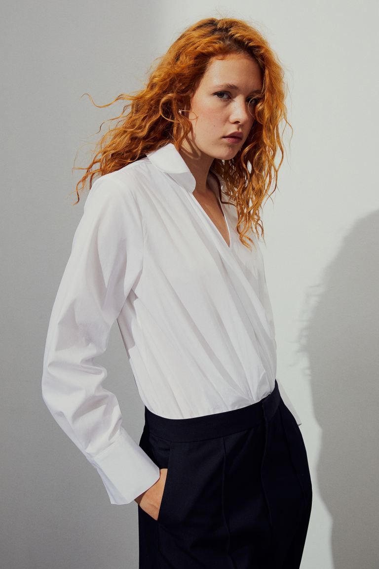 Wrap shirt body - White - Ladies | H&M GB | H&M (UK, MY, IN, SG, PH, TW, HK)