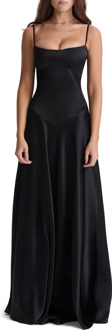 Anabella Lace-Up Satin Gown | Nordstrom