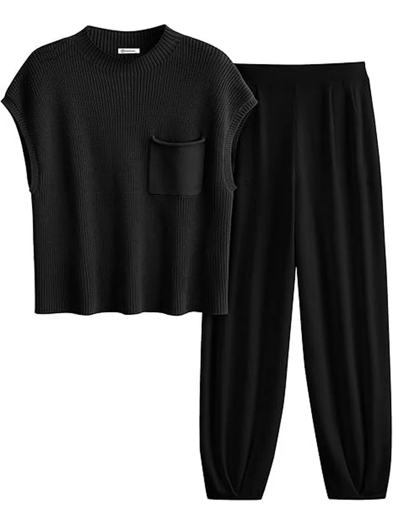 PRETTYGARDEN Womens Two Piece Outfits Sweater Sets Knit Pullover Tops And High Waisted Pants Matc... | Walmart (US)