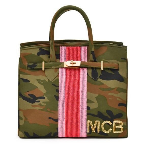 Jane Bag – Camo – Single Racing Stripe + Initials | Etsy (US)