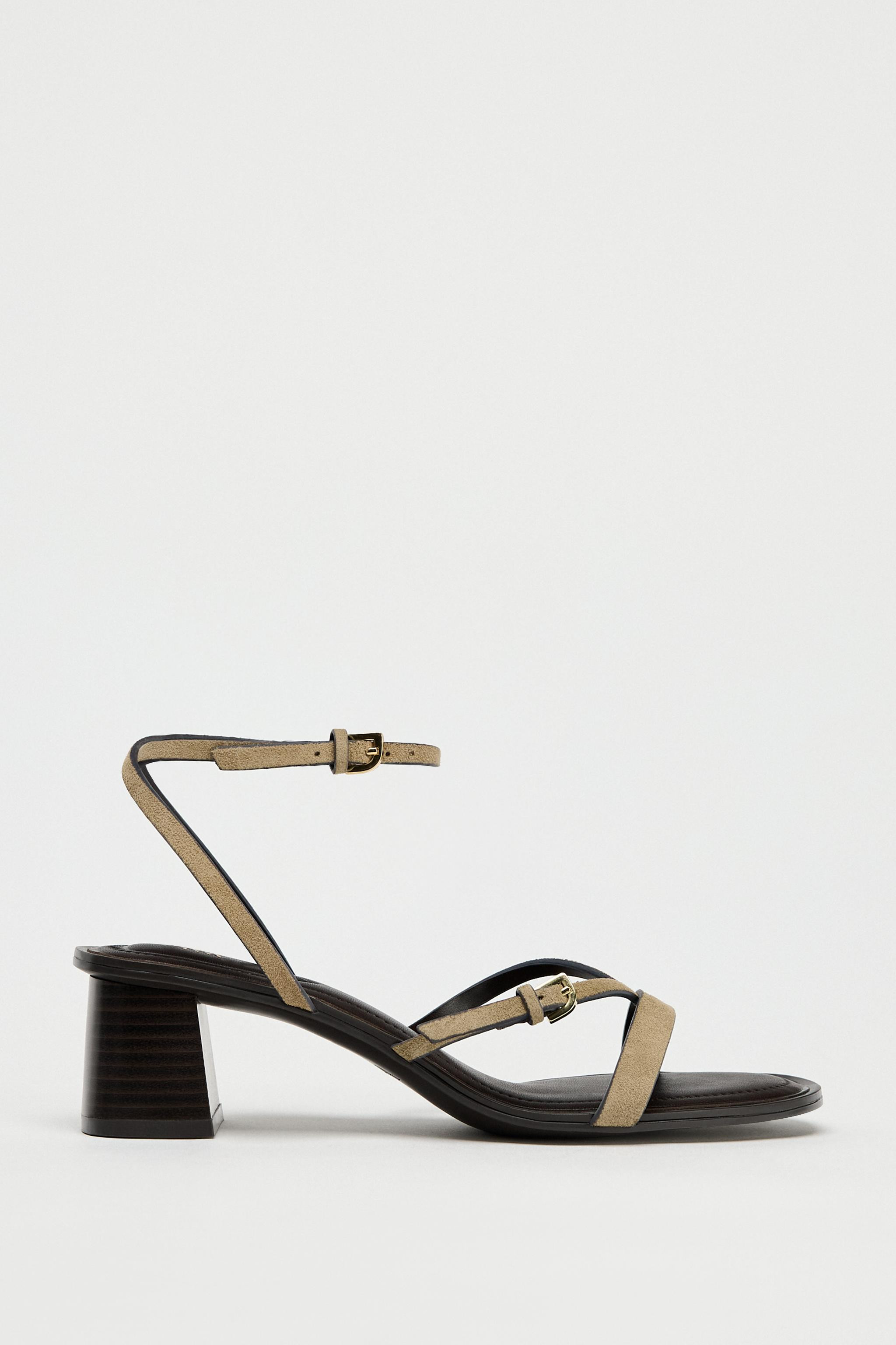 STRAPPY SUEDE HEELED SANDALS | Zara US