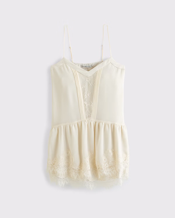 Women's V-Neck Lace Ruffle Mini Dress | Women's New Arrivals | Abercrombie.com | Abercrombie & Fitch (US)