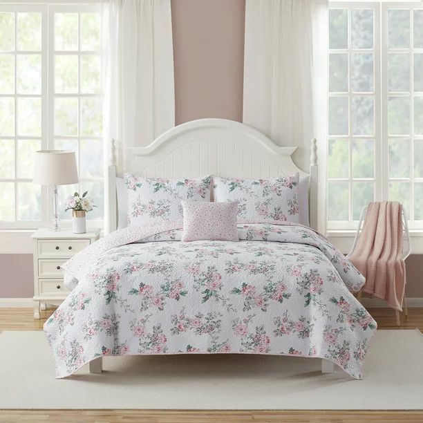 Simply Shabby Chic Azure Floral Quilt Set, Full/Queen (4-Piece) | Walmart (US)